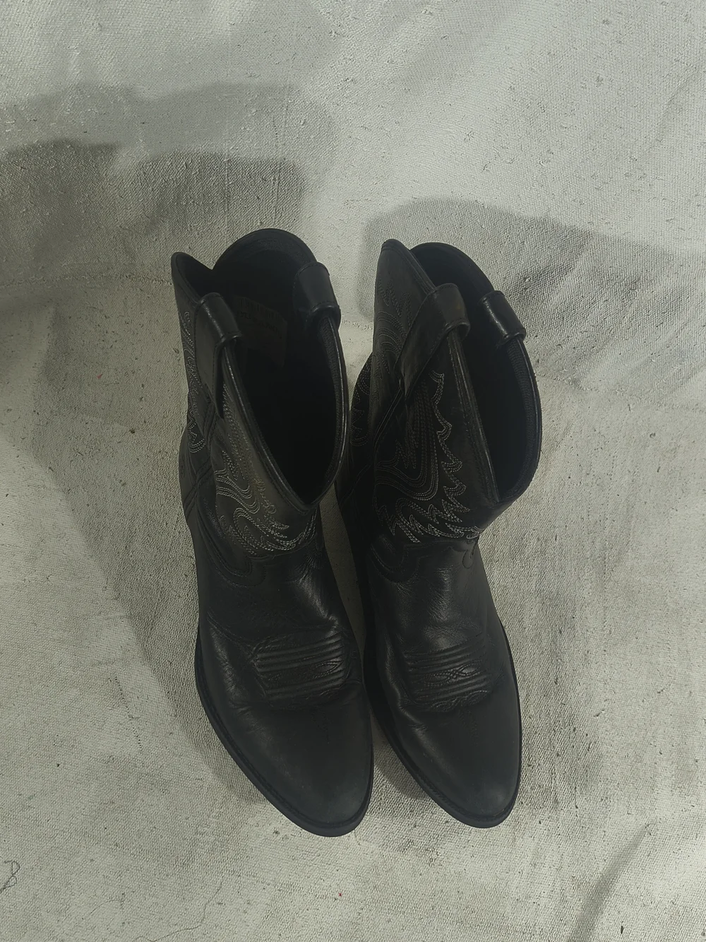 Black Kids Size 5 M Western-Inspired Leather Slip On Boots By Durango